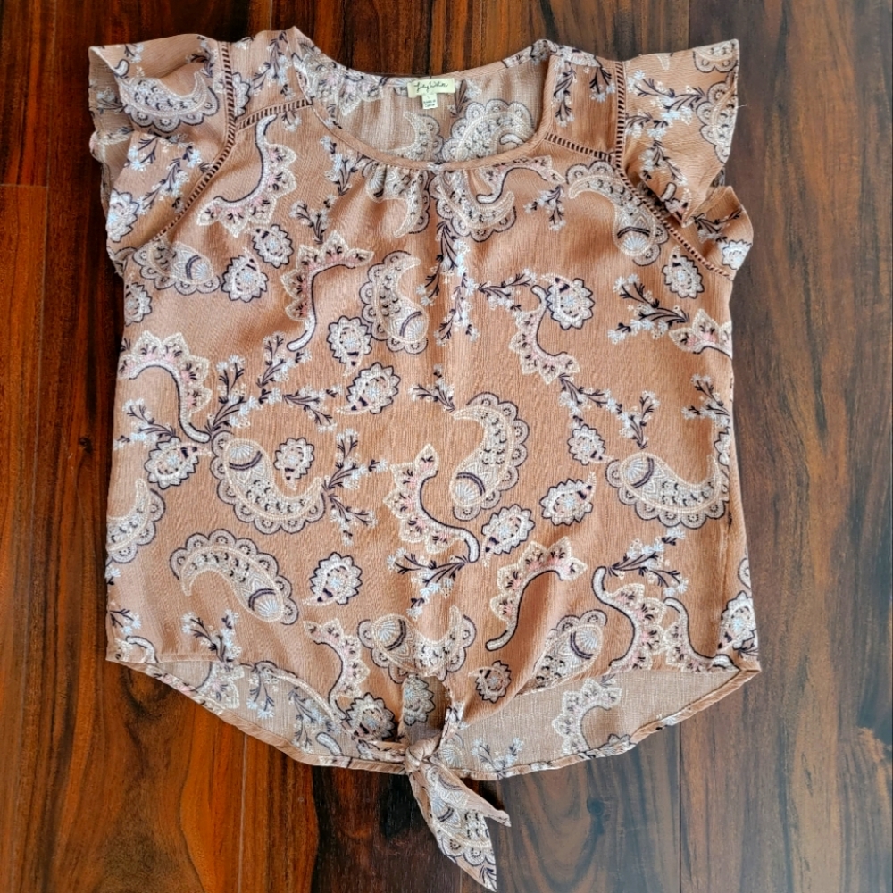 Lily White Women's paisley top Sz L